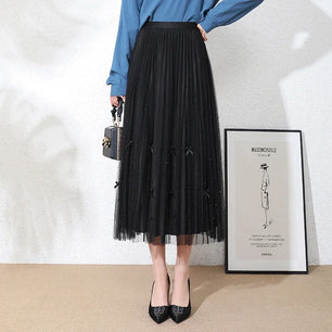 Women's Polyester High Waist Pleated Pattern Casual Wear Skirts