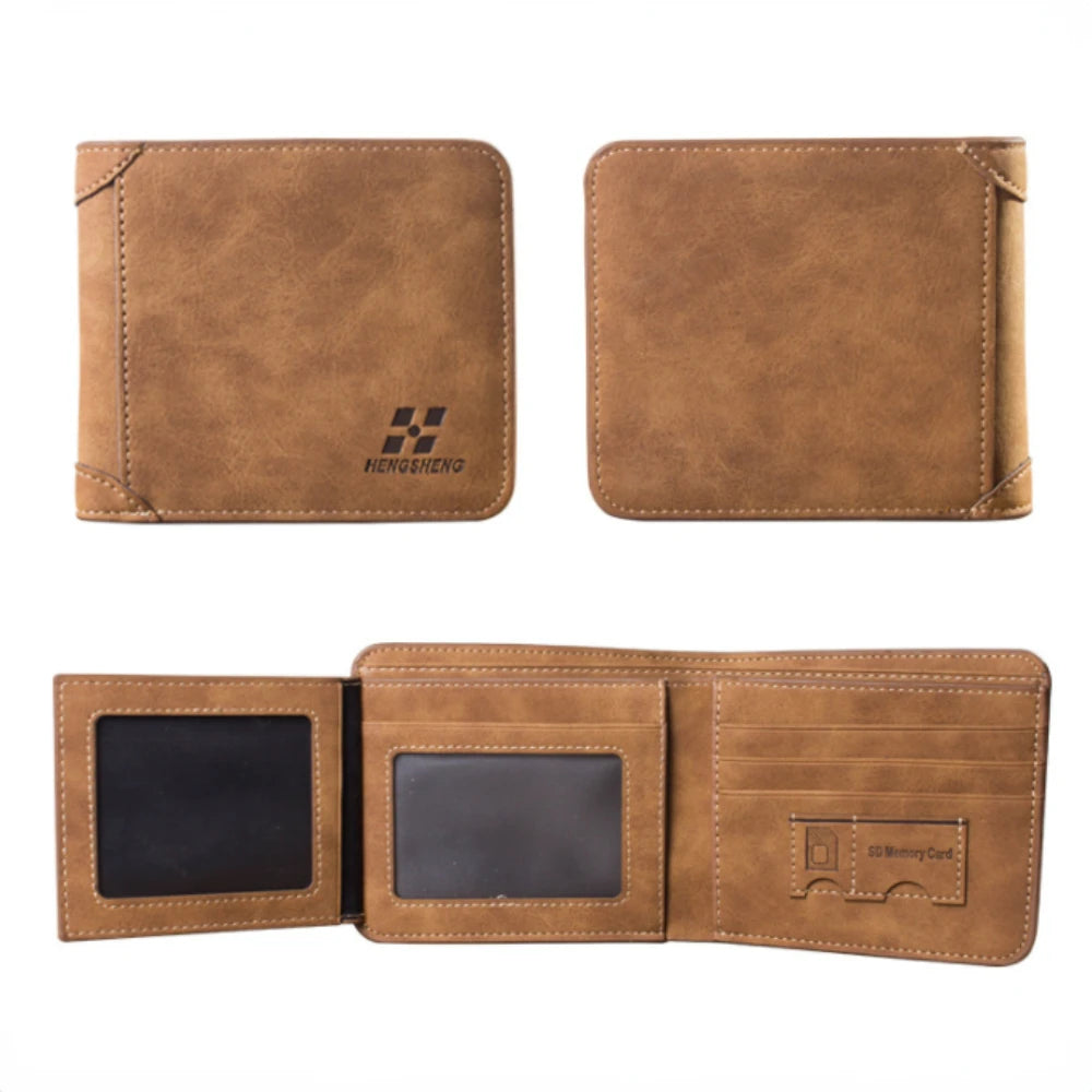 Men's Genuine Leather Card Holder Letter Pattern Trendy Wallets