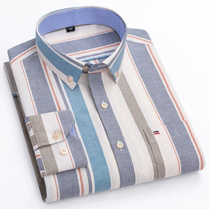 Men's Cotton Turn-Down Collar Full Sleeve Striped Pattern Shirt