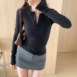 Women's Polyester O-Neck Long Sleeves Solid Pattern Pullover Tops