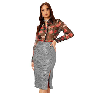 Women's Polyester Quick-Dry Sequined Pattern Casual Wear Skirts