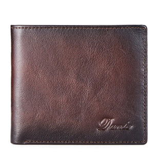 Men's Genuine Leather Letter Pattern Vertical Trendy Wallet