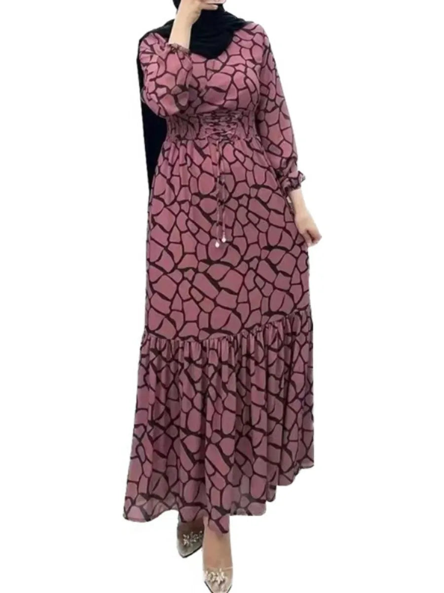 Women's Arabian Polyester Full Sleeves Printed Casual Dress