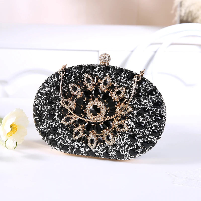 Women's PU Hasp Closure Rhinestone Pattern Luxury Wedding Clutch