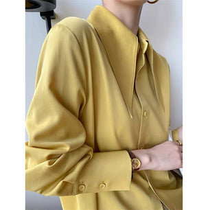 Women's Turn-down Collar Acetate Solid Pattern Elegant Blouses