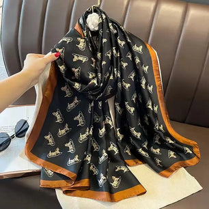 Women's Silk Neck Wrap Printed Pattern Trendy Beach Scarves