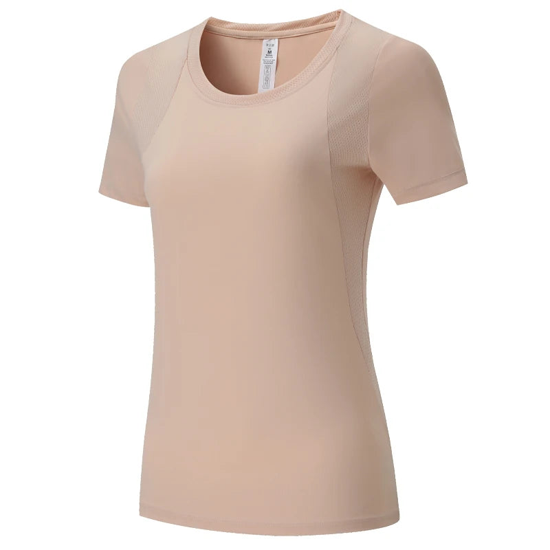 Women's Polyester O-Neck Short Sleeves Breathable Workout Top