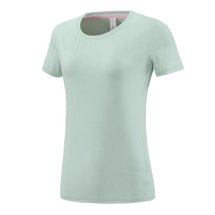 Women's O-Neck Spandex Short Sleeves Yoga Fitness Sport Tops