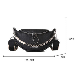 Women's PU Leather Zipper Closure Solid Pattern Crossbody Bag