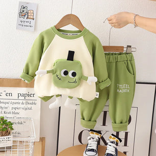 Kid's Boy Cotton O-Neck Full Sleeves Pullover Cartoon Trendy Suit