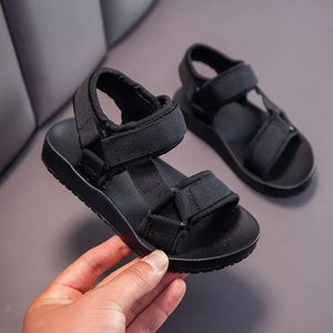 Kid's PU Open Toe Hook Loop Closure Solid Pattern Casual Sandals