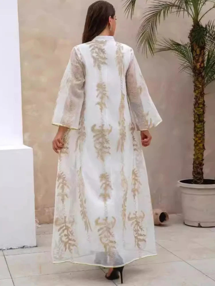 Women's Arabian Polyester Full Sleeves Embroidery Pattern Dress