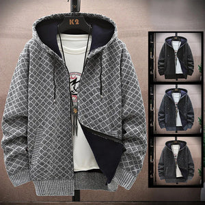 Men's Wool Full Sleeves Zipper Closure Hooded Casual Wear Jacket