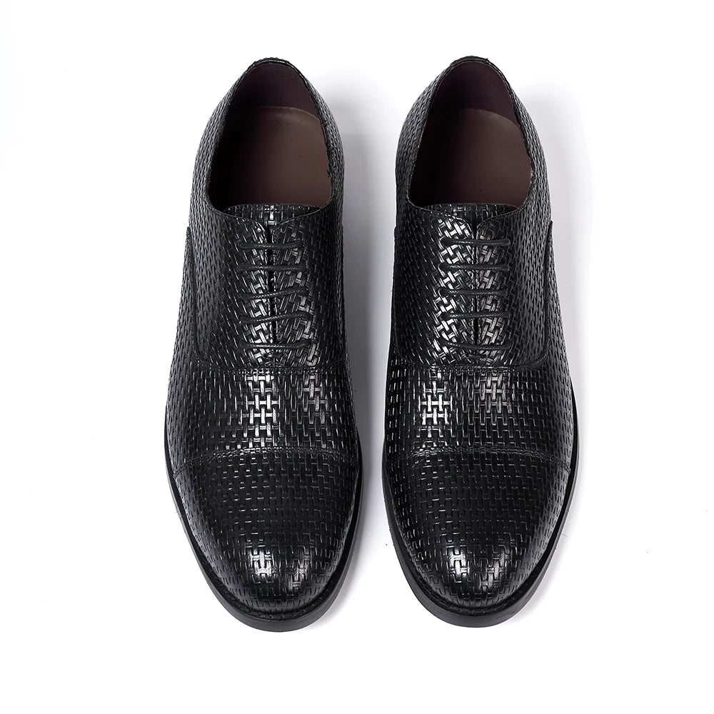 Men's Genuine Leather Pointed Toe Lace-Up Closure Formal Shoes