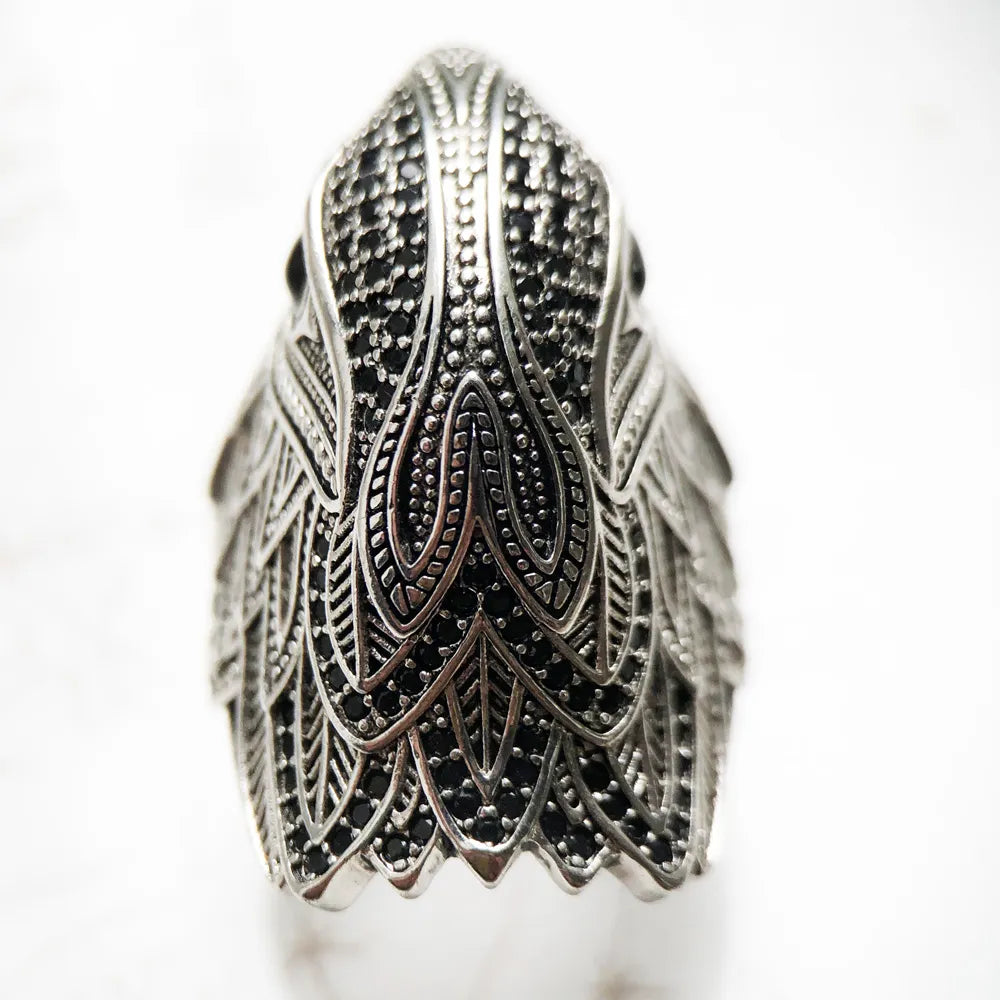 Women's 100% 925 Sterling Silver Zircon Vintage Cocktail Ring