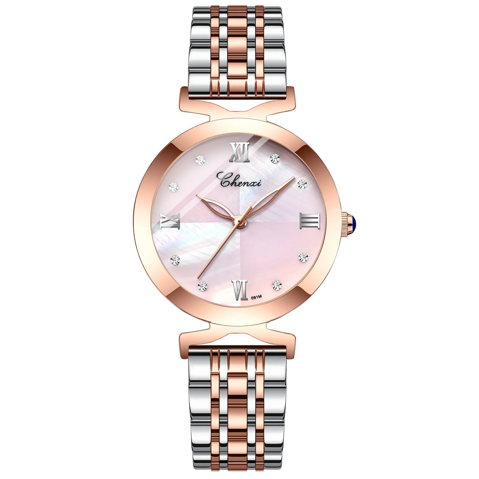 Women's Stainless Steel Hidden Clasp Waterproof Quartz Watch