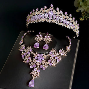 Women's Zinc Alloy Water Drop Bridal Wedding Crown Jewelry Sets