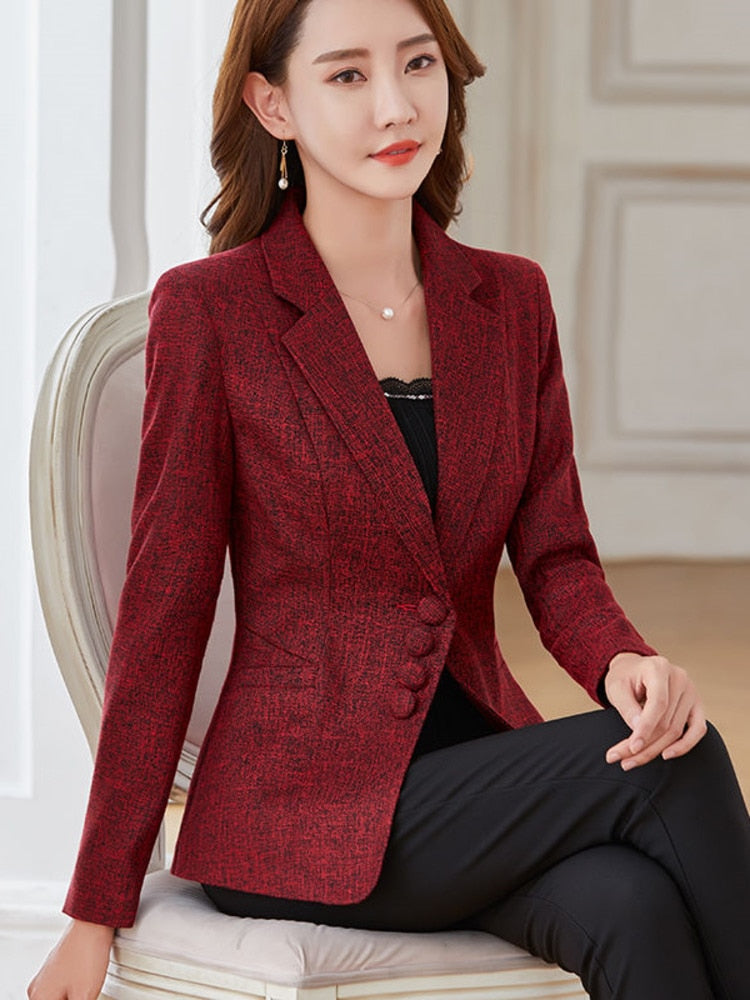 Women's Cotton Lapel Collar Single Breasted Solid Elegant Blazers