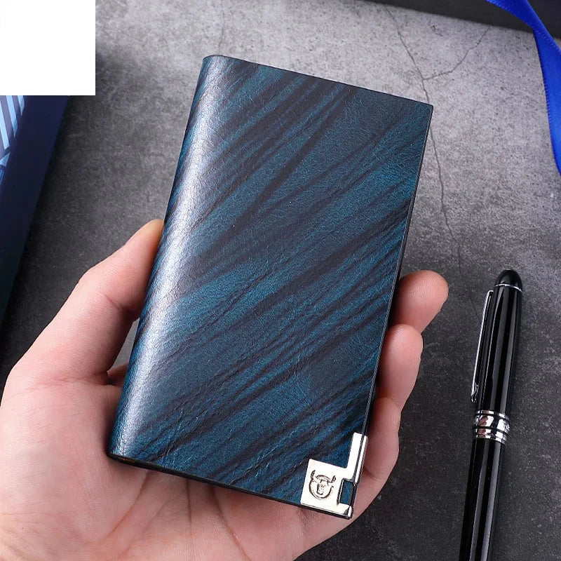 Men's Genuine Leather Card Holder Printed Pattern Trendy Wallets