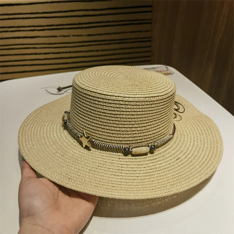 Women's Cotton Solid Pattern Glamorous Sun Protection Brim Hat