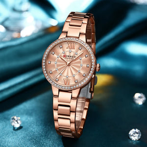 Women's Alloy Round Shaped Waterproof Elegant Luxury Wrist Watch