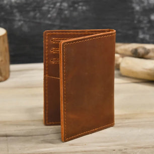 Men's Genuine Leather Solid Pattern Card Holder Trendy Wallets