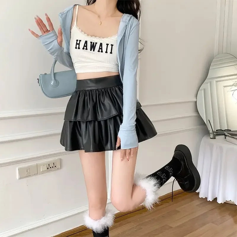 Women's Polyester High Waist Pleated Pattern Casual Wear Skirts