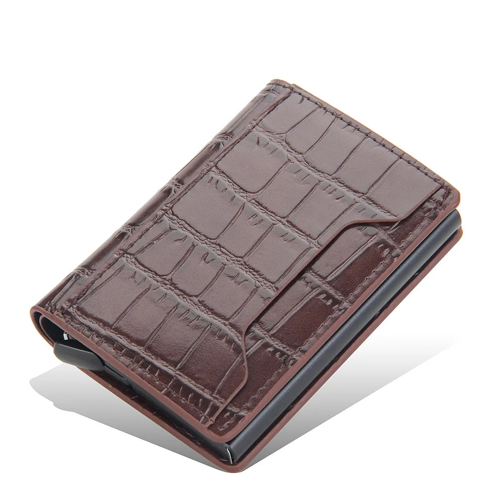 Men's PU Leather Card Holder Crocodile Pattern Trendy Wallets