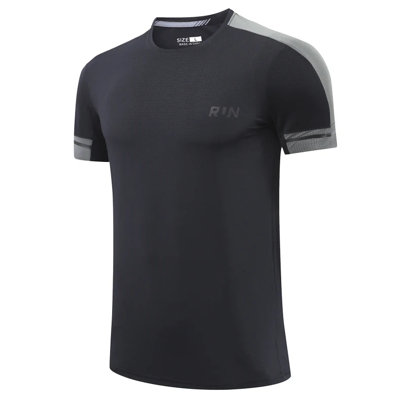 Men's Polyester O-Neck Short Sleeve Breathable Fitness Sport Tops