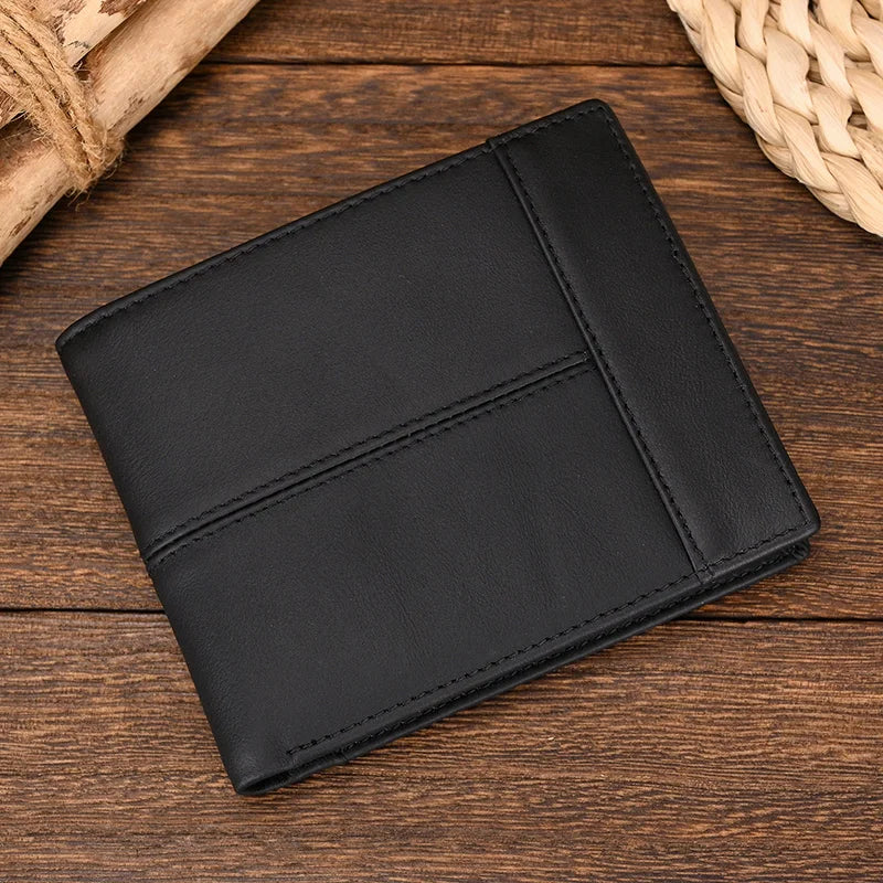 Men's Genuine Leather Card Holder Solid Pattern Trendy Wallets