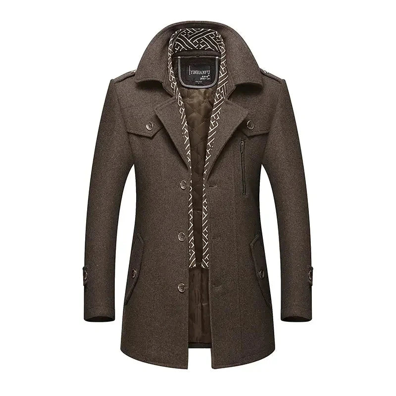 Men's Wool Turn-Down Collar Full Sleeves Single Breasted Jacket