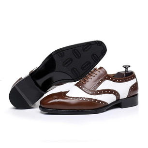 Men's Genuine Leather Square Toe Lace-up Closure Formal Shoes