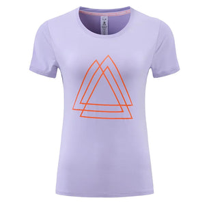 Women's O-Neck Nylon Short Sleeves Yoga Fitness Sport Tops