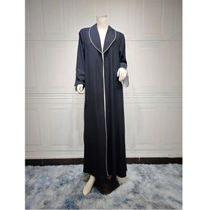 Women's Arabian V-Neck Polyester Full Sleeve Solid Pattern Abaya