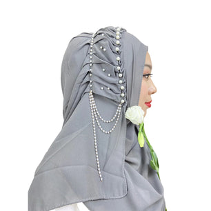 Women's Arabian Polyester Head Wrap Beaded Pattern Elegant Hijabs