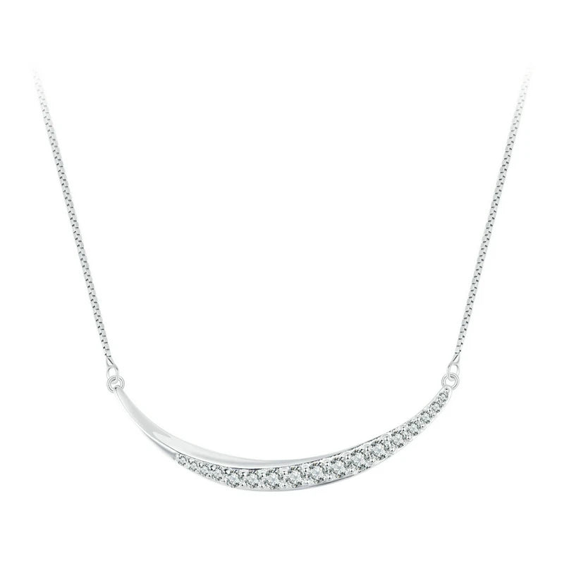 Women's 100% 925 Sterling Silver Zircon Link Chain Classic Necklace