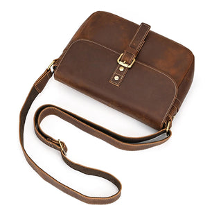 Men's Genuine Leather Solid Pattern Crossbody Casual Shoulder Bag