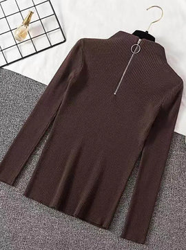 Women's Acrylic Turtleneck Full Sleeves Solid Pattern Sweater