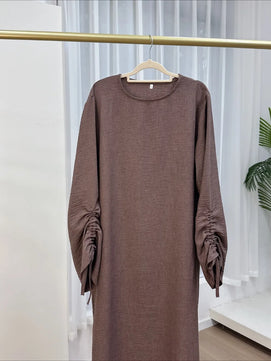 Women's Arabian Polyester Full Sleeves Solid Pattern Long Dress