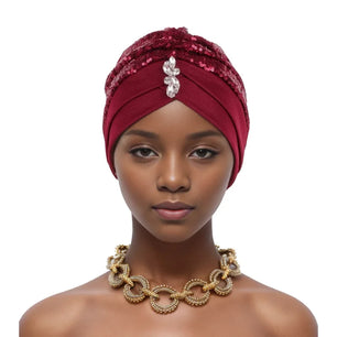 Women's Arabian Polyester Head Wrap Sequin Pattern Elegant Hijabs