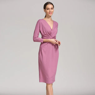 Women's Spandex V-Neck Long Sleeve Solid Pattern Maternity Dress