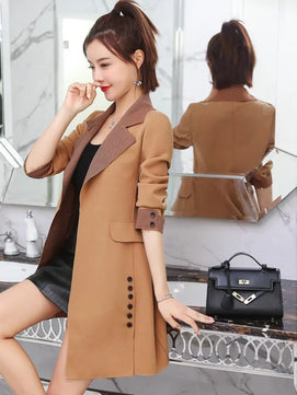 Women's Synthetic Fiber Notched Full Sleeves Casual Wear Blazer