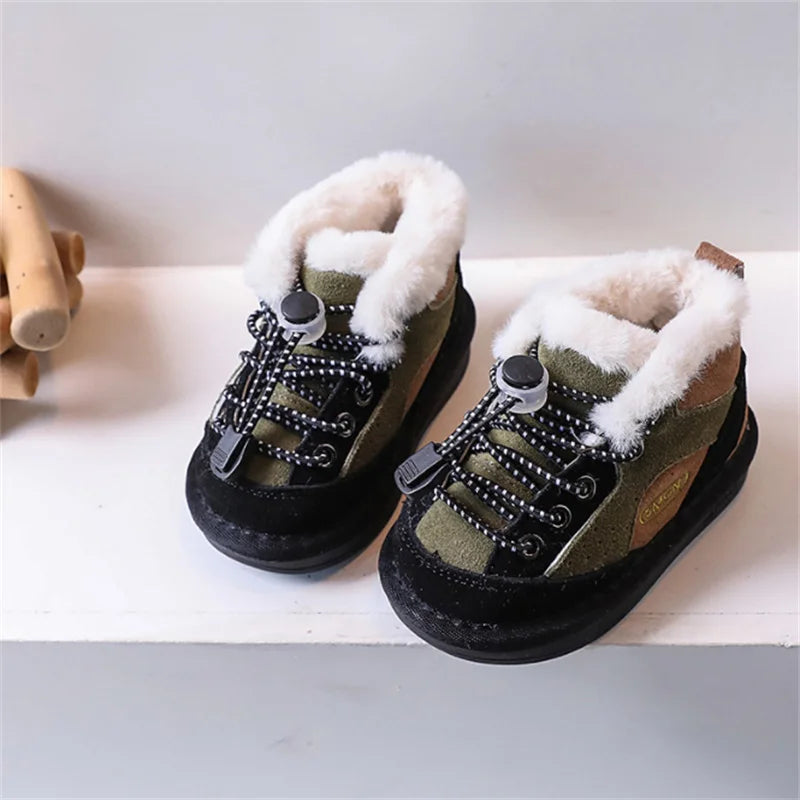 Kid's Leather Round Toe Buckle Strap Closure Casual Wear Shoes