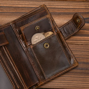 Men's Genuine Leather Solid Pattern Card Holder Vintage Wallet