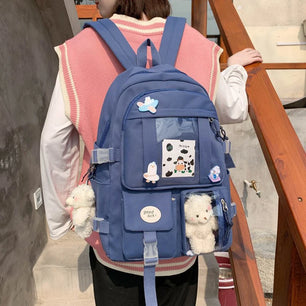 Kid's Girl Nylon Zipper Closure Cartoon Pattern School Backpack