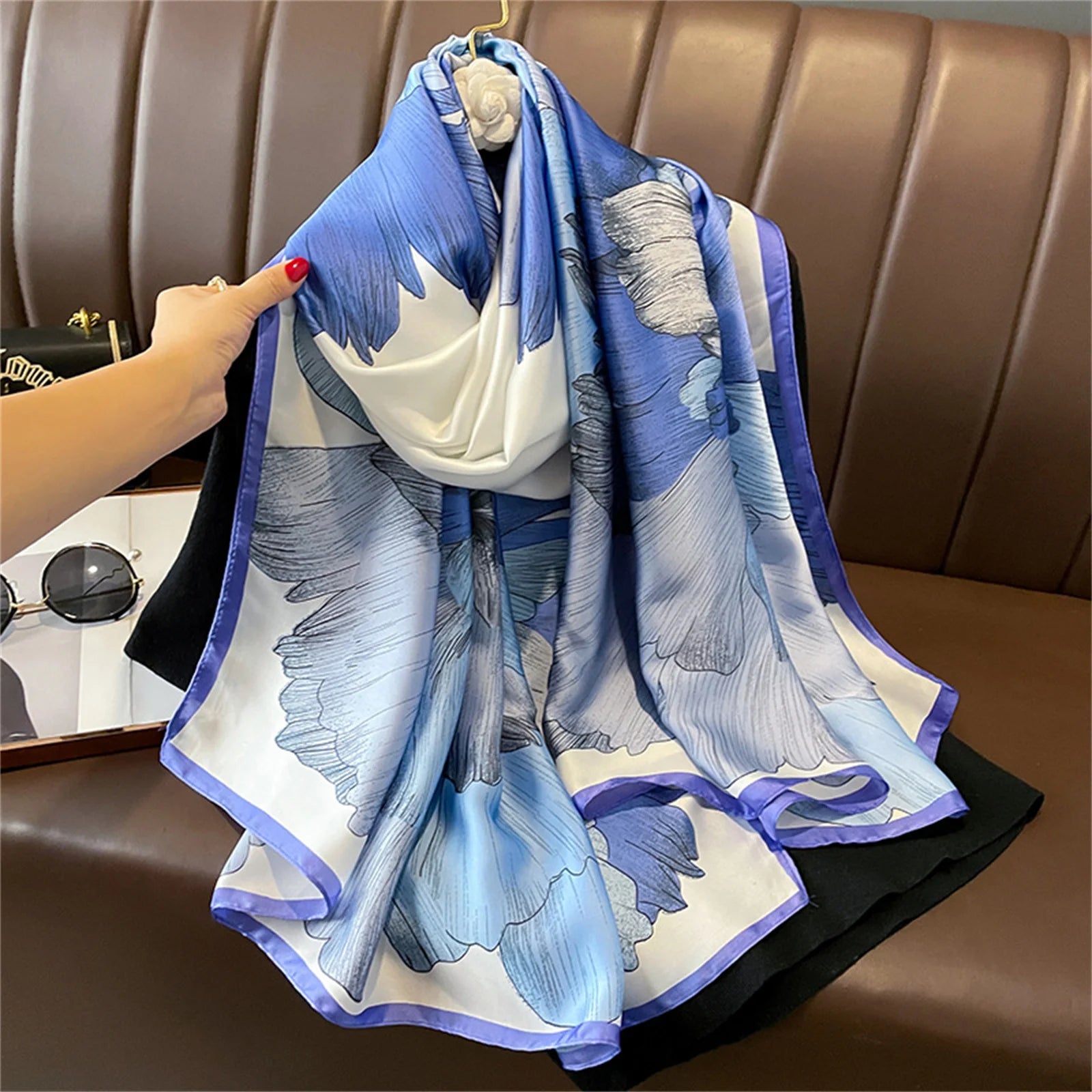 Women's Silk Neck Wrap Printed Pattern Trendy Beach Scarves