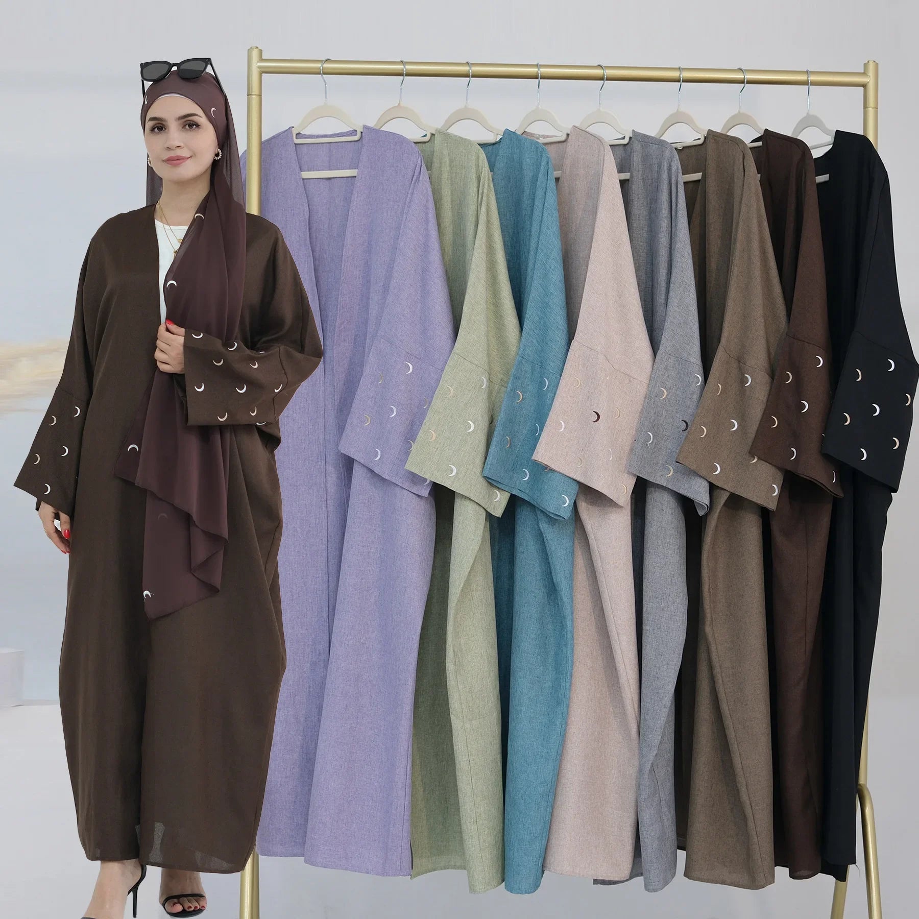 Women's Arabian Polyester Full Sleeve Solid Pattern Casual Abaya