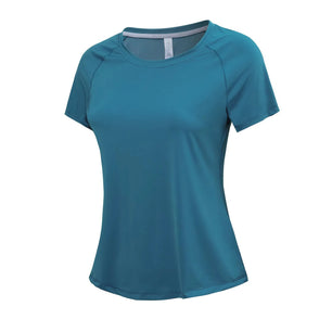 Women's Nylon Short Sleeves Solid Pattern Yoga Fitness Sport Tops