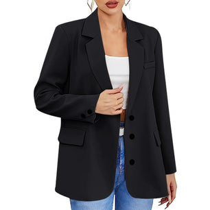 Women's Notched Collar Long Sleeve Single Breasted Casual Blazer