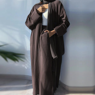 Women's Arabian V-Neck Polyester Full Sleeve Solid Pattern Abaya